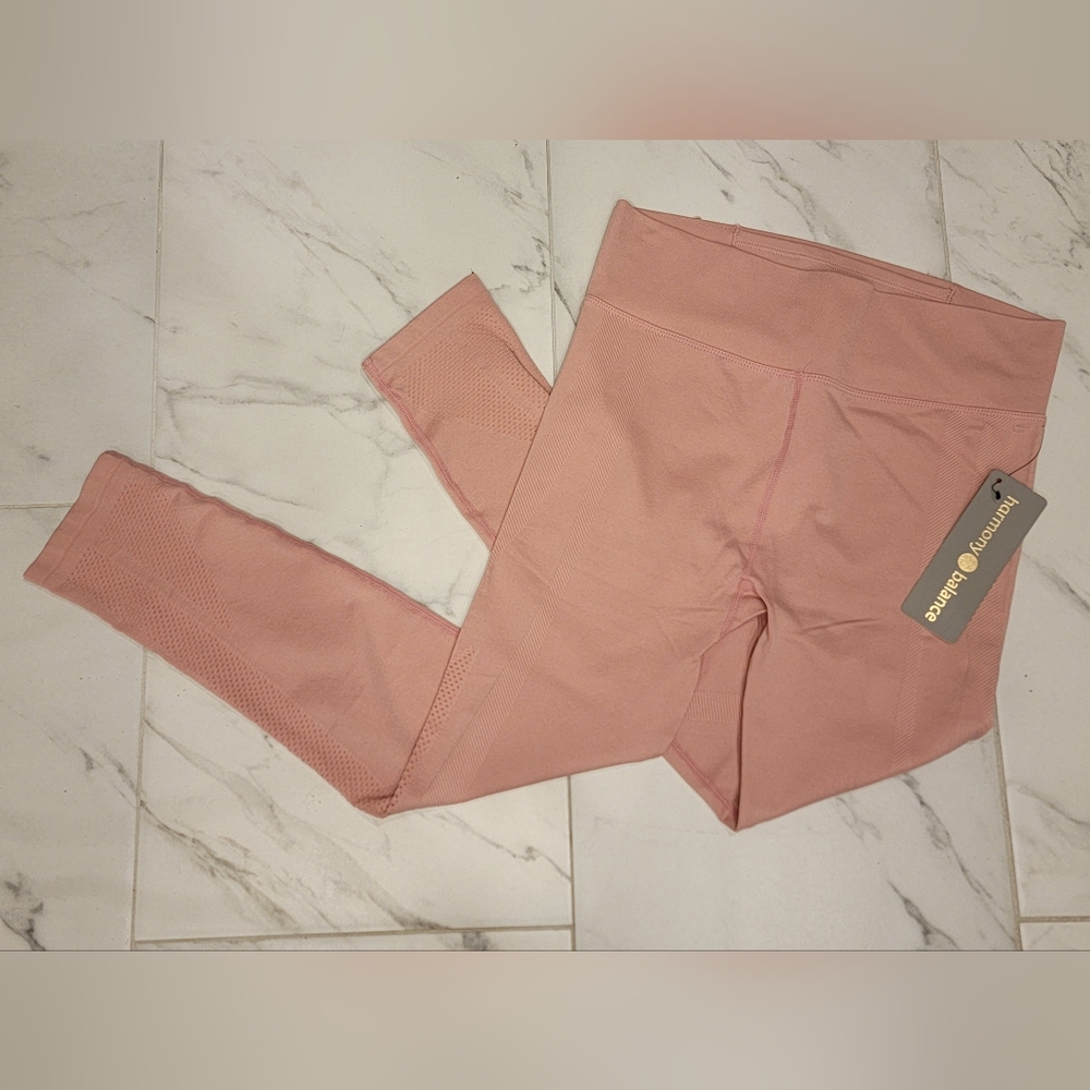NWT Harmony Balance Pink Yoga Leggings Ankle Cropped Size Large Women's